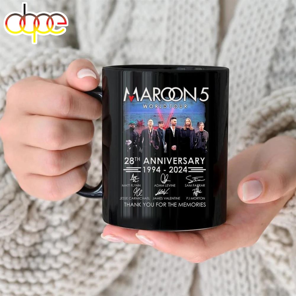 Maroon 5 World Tour 28th Anniversary 1994 2024 Thank You For The Memories Signatures Mug