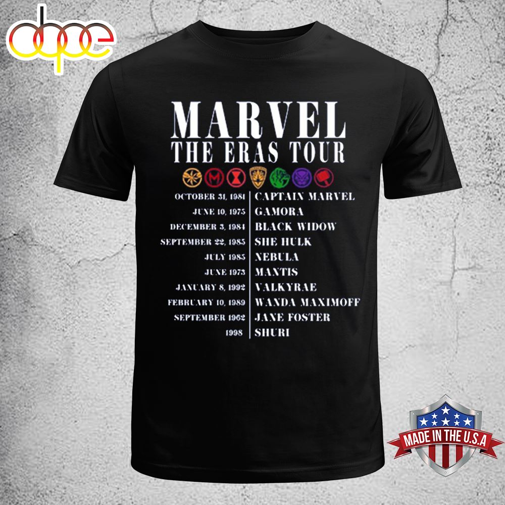 Marvel The Eras Tour Taylor Swift X Female Marvel Characters T Shirt