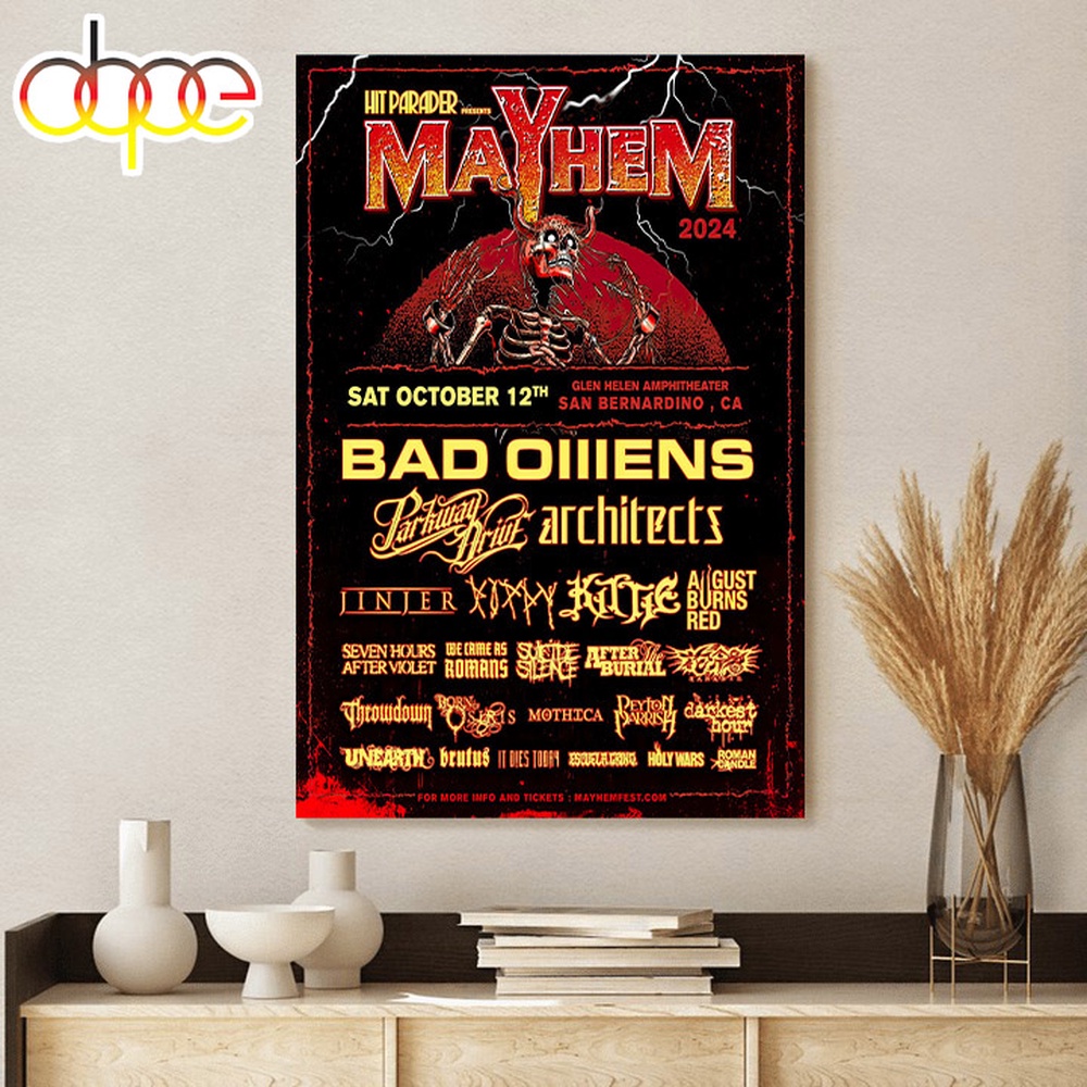 Mayhem 2024 Complete Setlist Poster Canvas