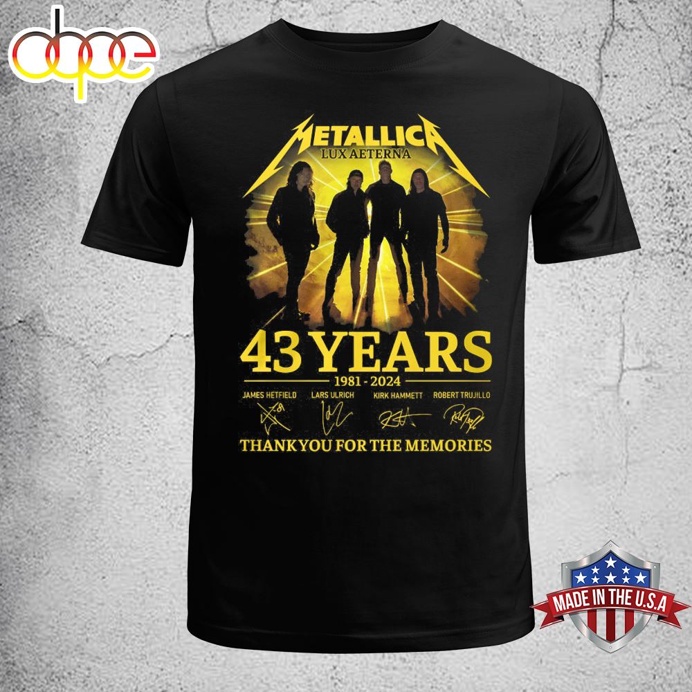 Metallica 43rd Anniversary 1981 2024 Thank You For The Memories Signatures T Shirt