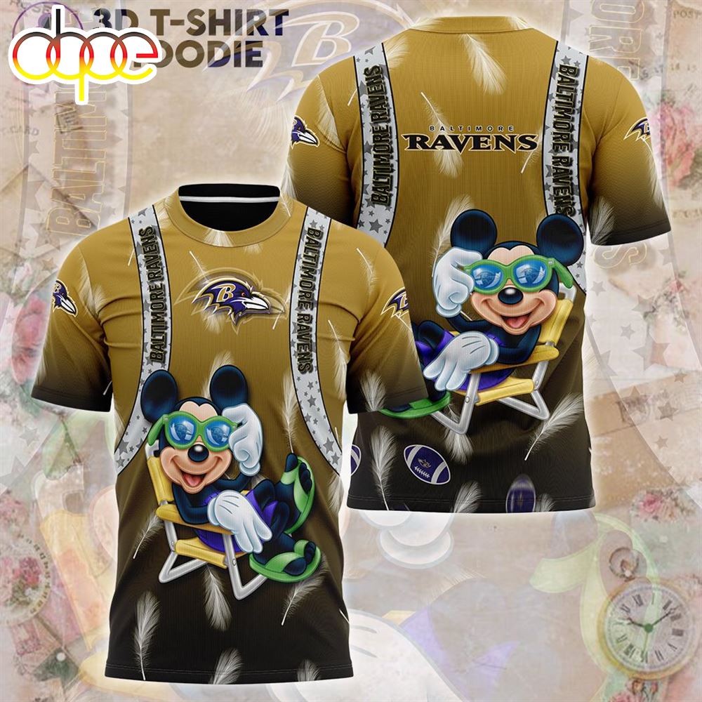 Mickey Mouse Baltimore Ravens Hawaiian NFL Football 4th Of July All Over Print Shirt