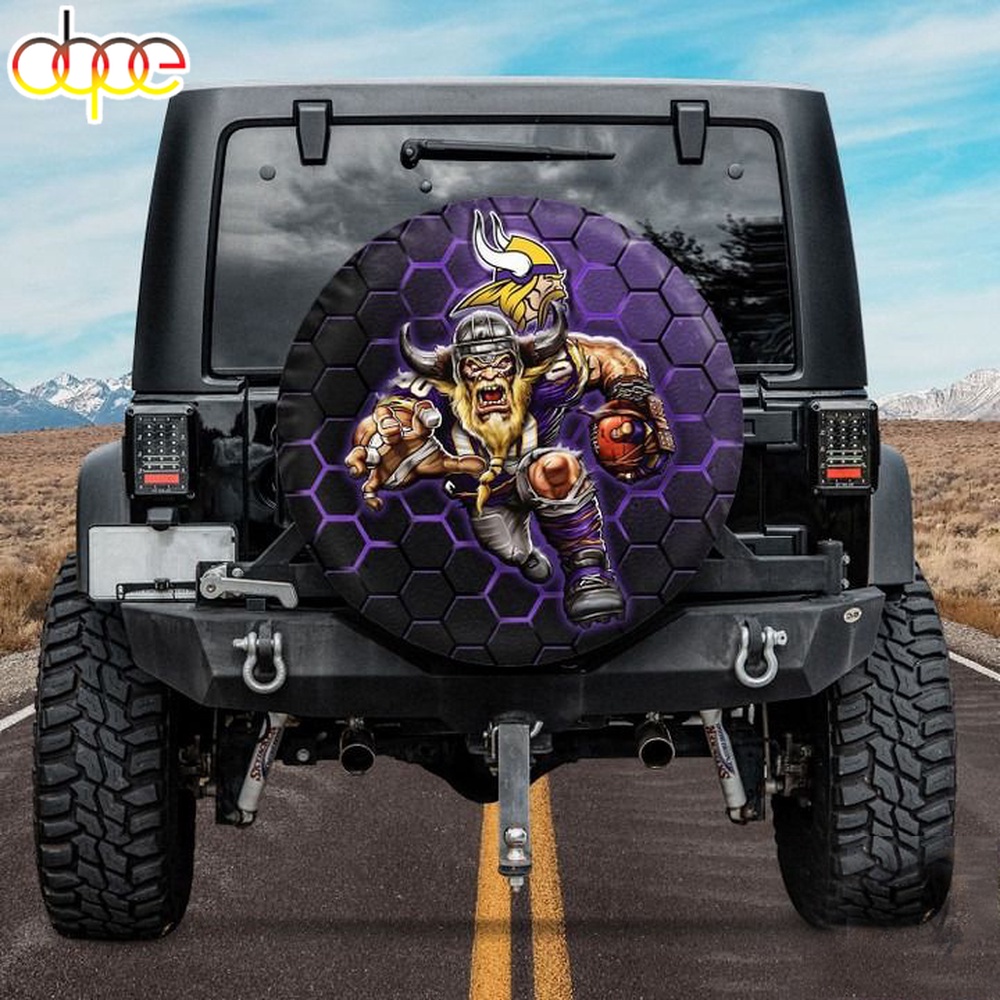 Minnesota Vikings Nfl Mascot Spare Tire Cover Gift For Campers