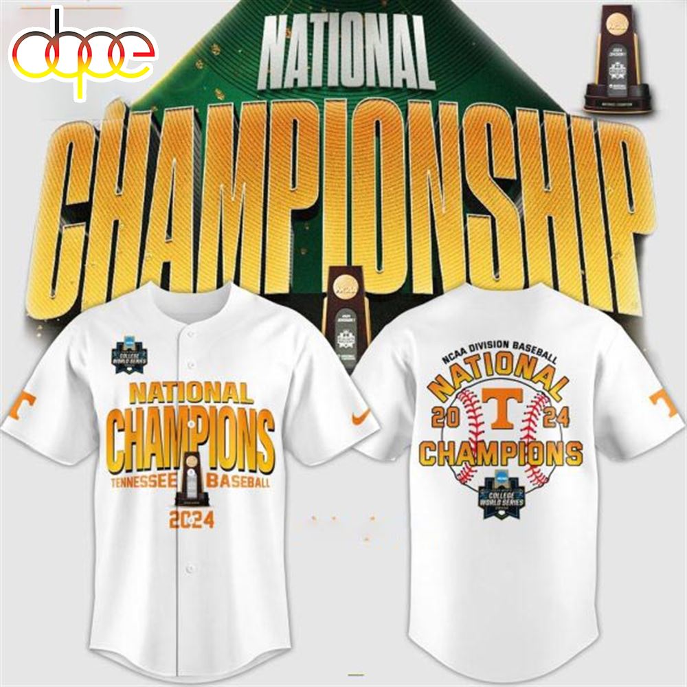 NCAA Division National 2024 Champions Tennessee Volunteers Baseball Jersey White