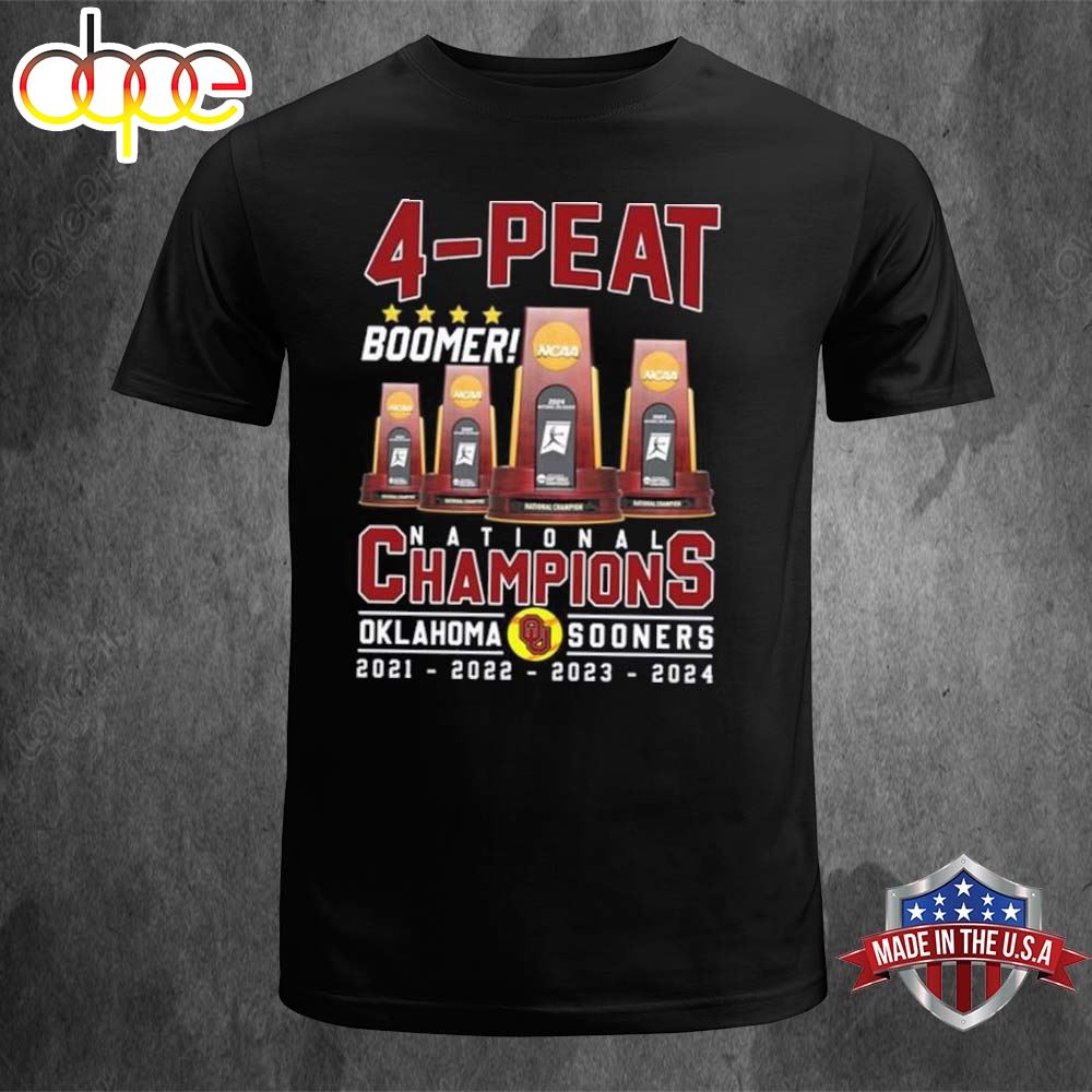Oklahoma Sooners 2024 National Champions 4 Peat Boomer 2021 2024 T Shirt
