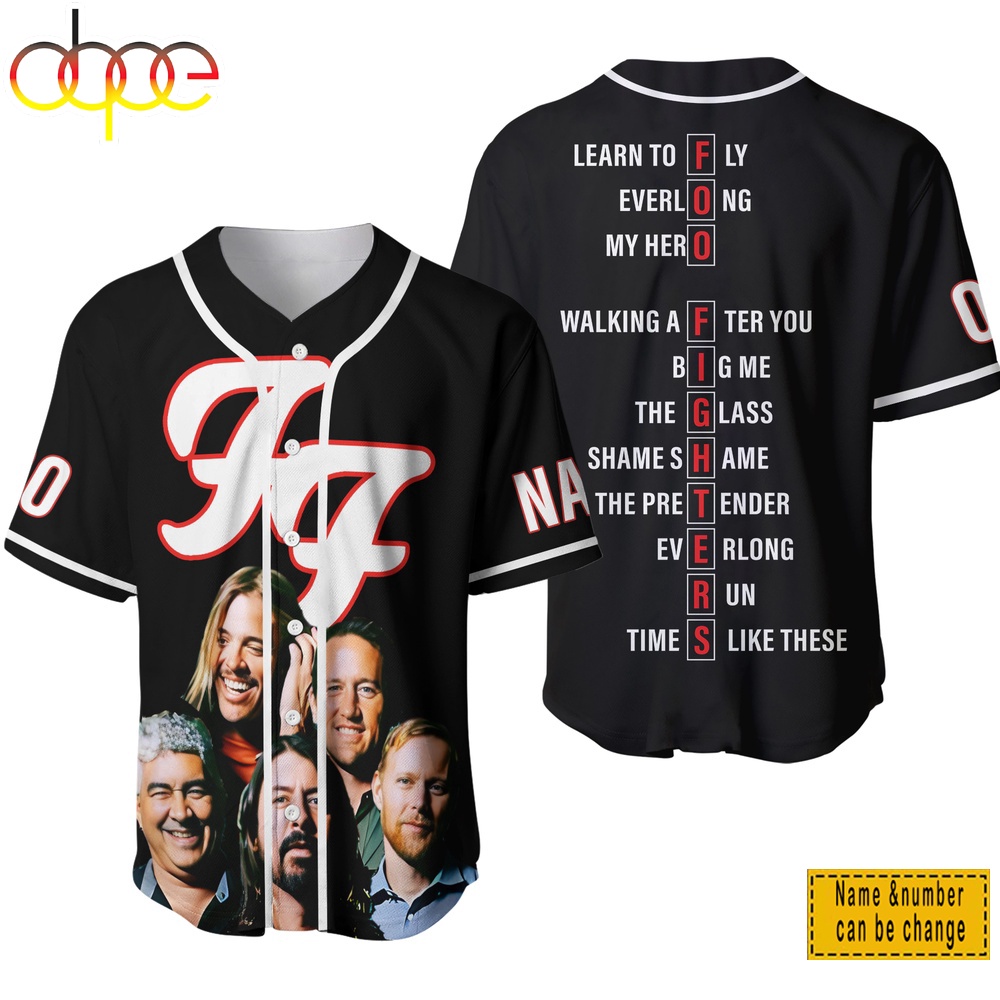Personalized Name Number Fooo Fighter Band Playlist Baseball Jersey Shirt