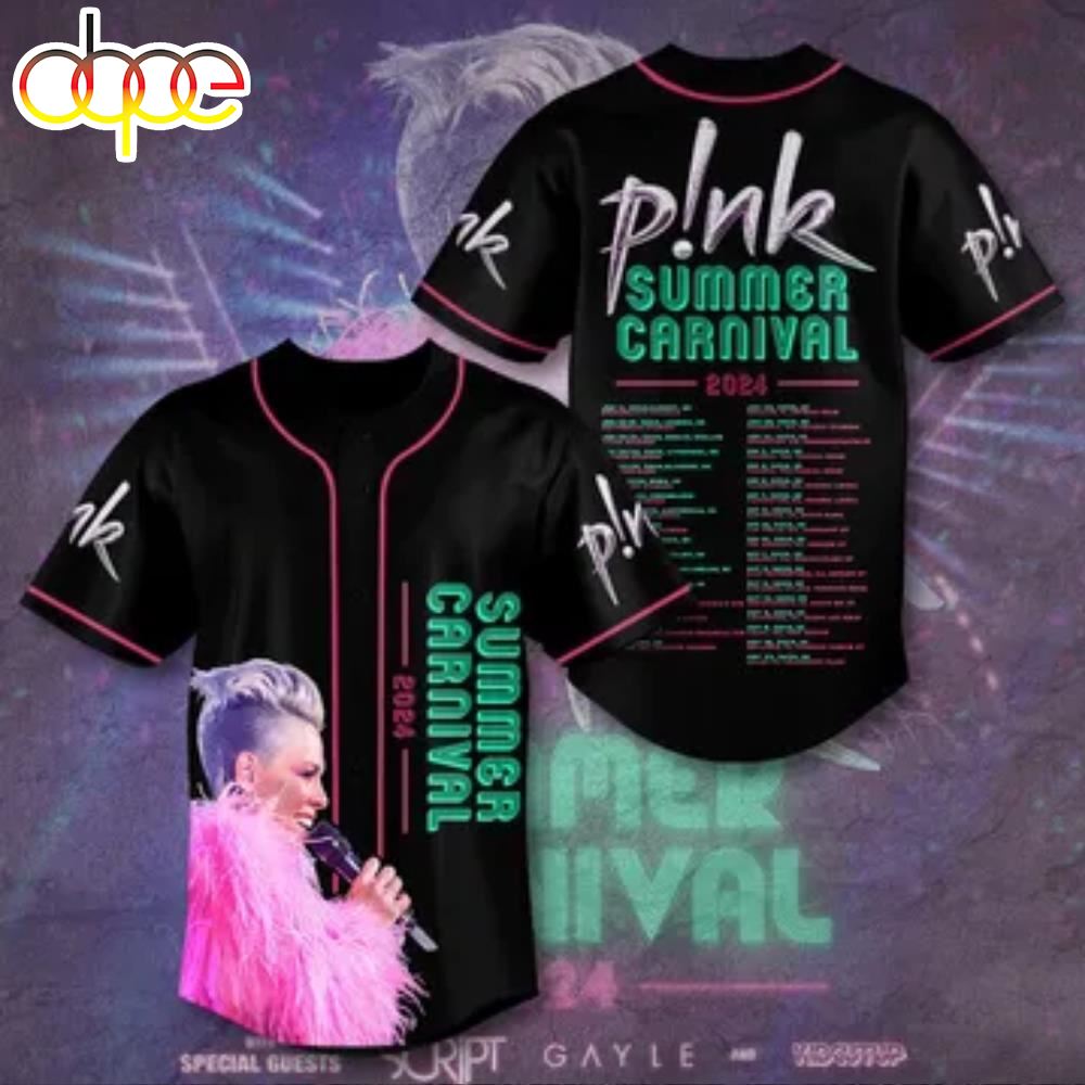 Pink Summer Carnival 2024Tour Pink Design Personalized Baseball Jersey