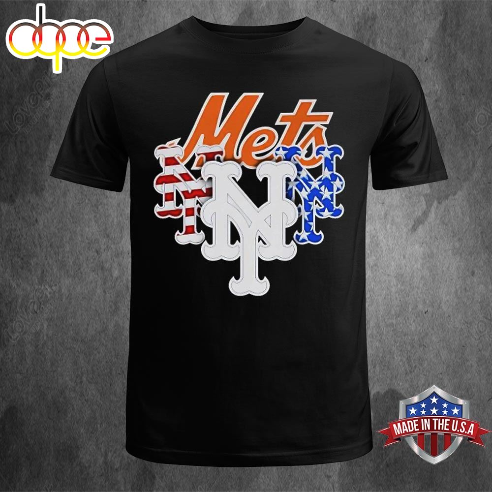 Pretty New York Mets America Flags Celebrating 4th Of July T Shirt