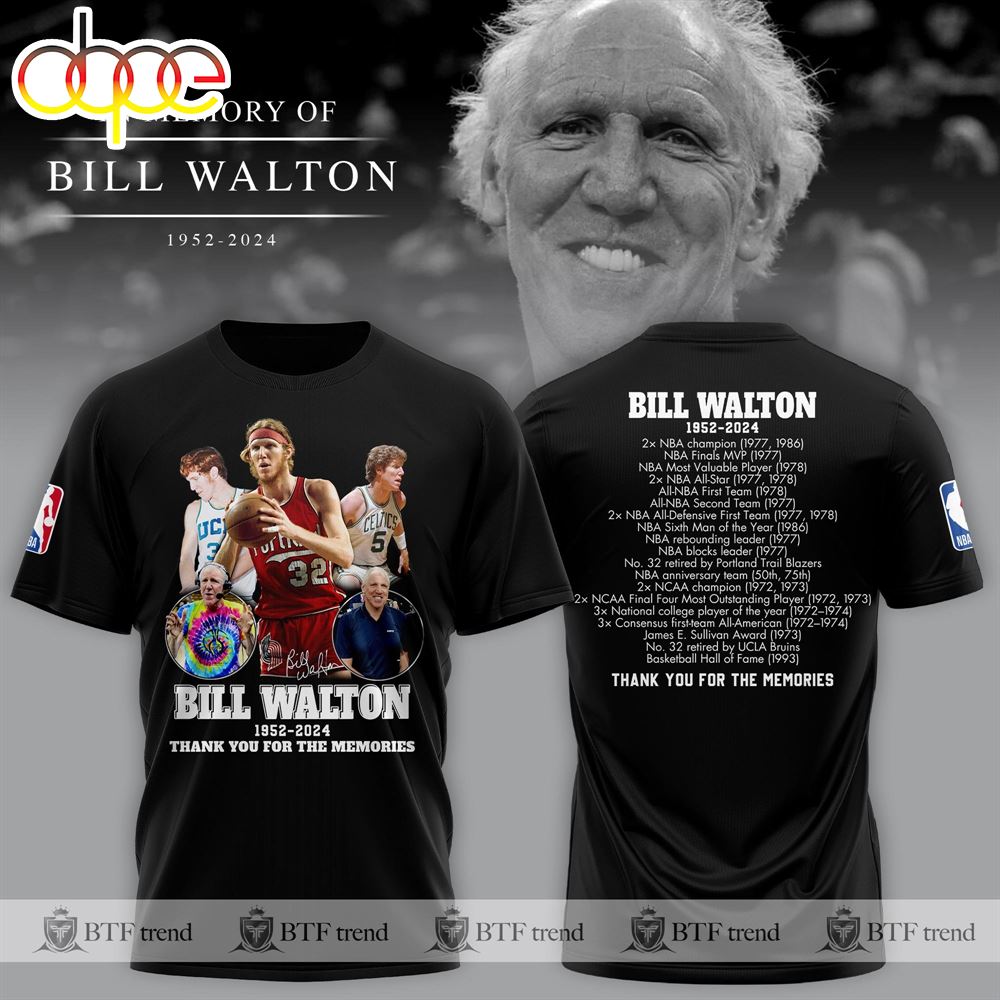 Rip Bill Walton 1952 2024 3D Shirt