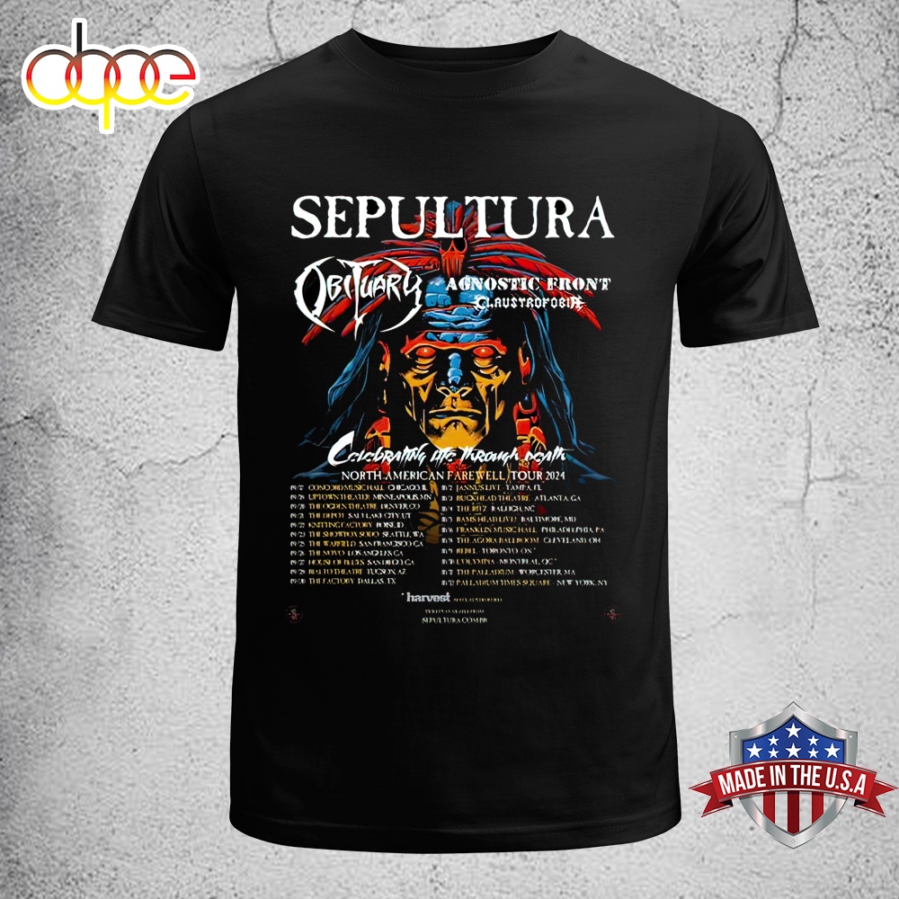 Sepultura Obituary Agnostic Front Claustrofobia Celebrating Unisex T Shirt