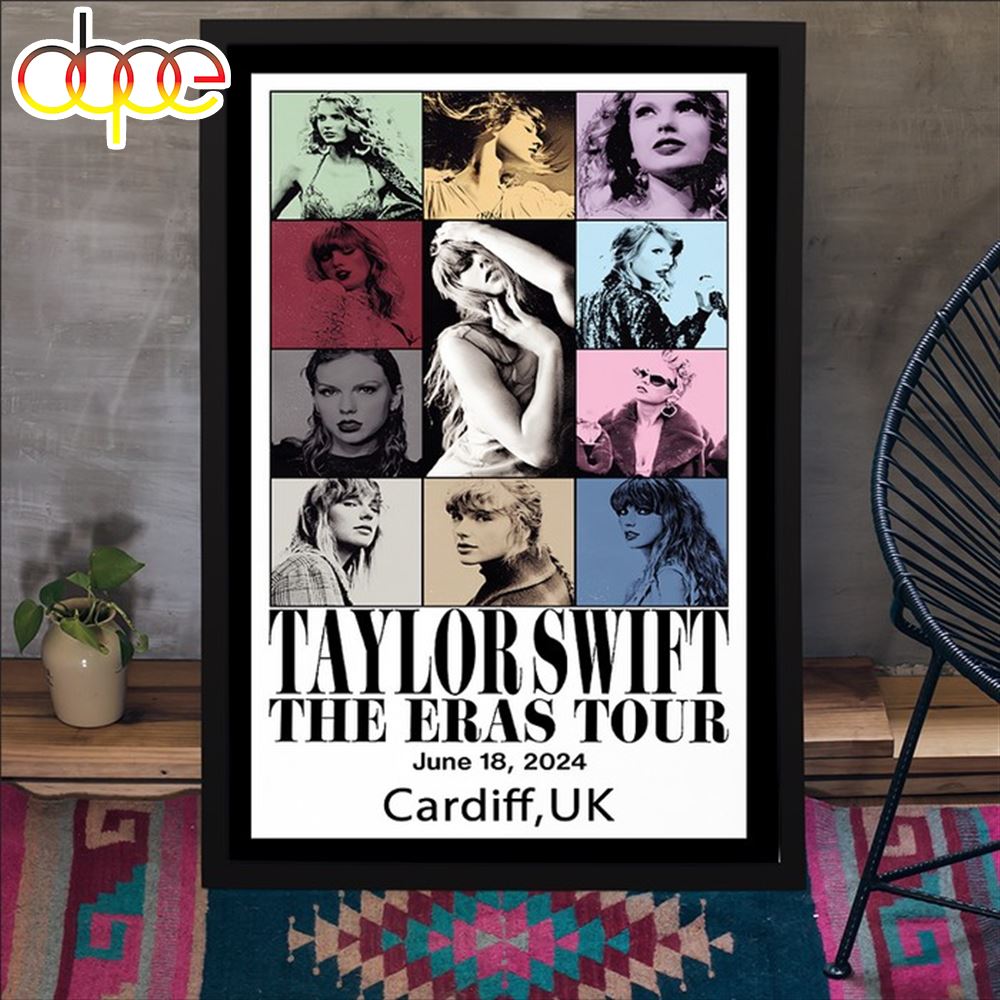 Taylor Swift Tour In Cardiff UK On June 18 2024 Poster Canvas