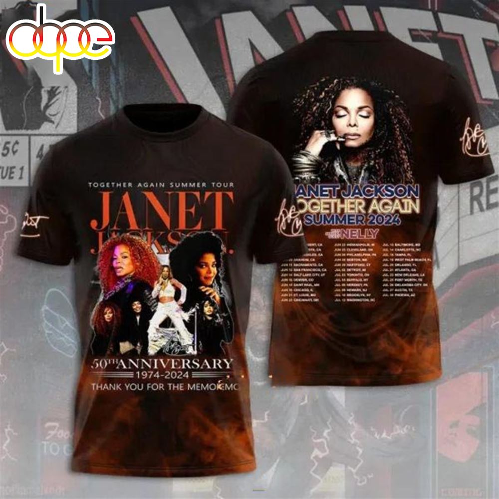 Toghether Again Summer Tour Janet Jackson 50th Anniversary 1974 2024 Thank You For The Memories T Shirt