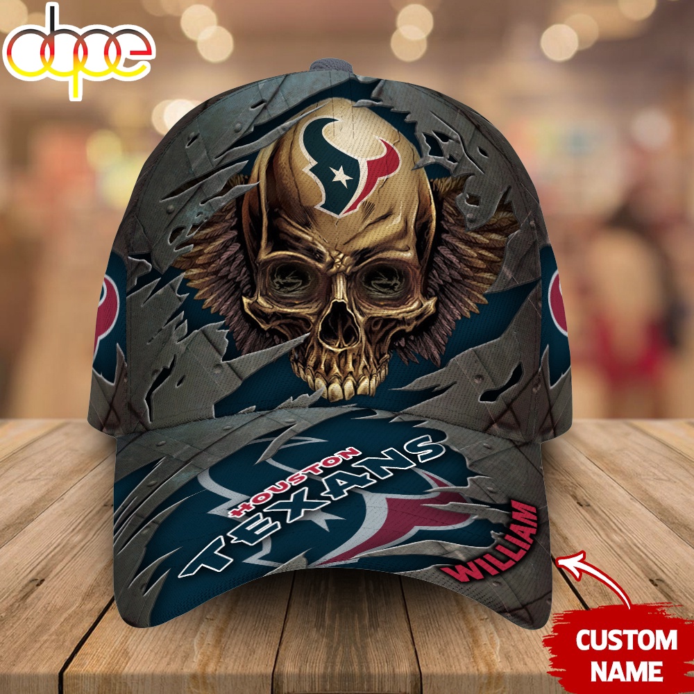 Custom Name Houston Texans NFL Skull Baseball Cap 1