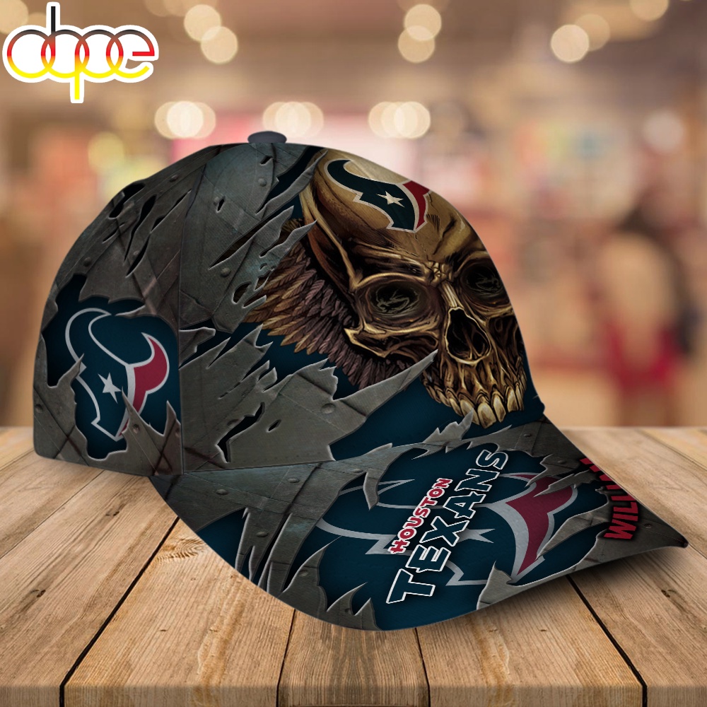 Custom Name Houston Texans NFL Skull Baseball Cap 2