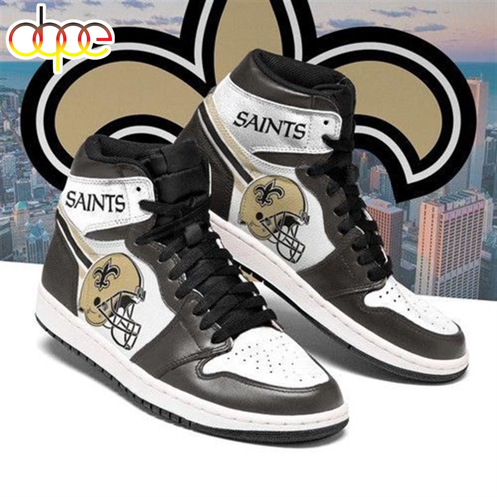 NFL New Orleans Saints Black White Helmet Air Jordan 1 High Sneakers