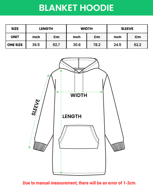 Blanket Hoodie Size Chart