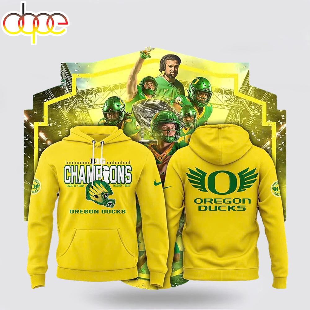 Oregon Ducks 2024 Big 10 Football Champions 3D Hoodie