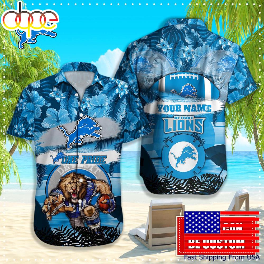 Detroit Lions Mascot Football Hawaiian Shirt, NFL Aloha Shirts