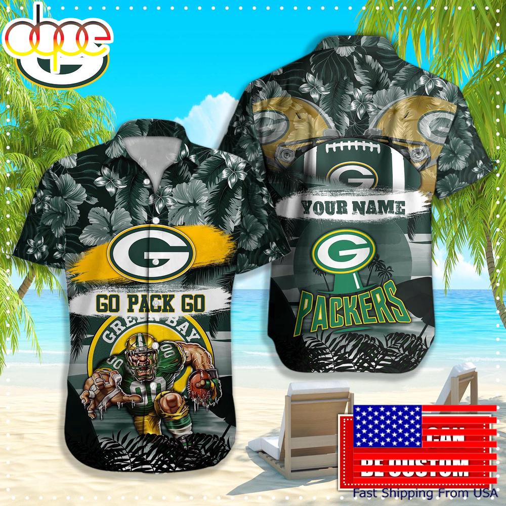 Green Bay Packers Mascot Football Hawaiian Shirt, NFL Aloha Shirts