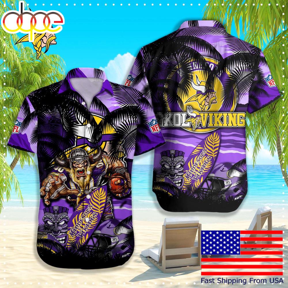 Minnesota Vikings Hawaiian Shirt, NFL Aloha Shirt For Football Fans