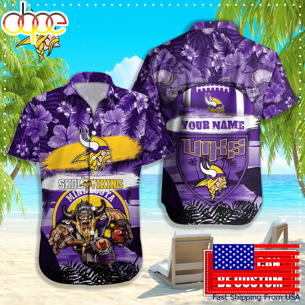 Minnesota Vikings Mascot Football Hawaiian Shirt, NFL Aloha Shirts