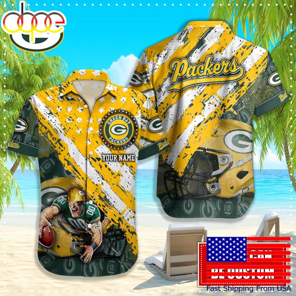 NFL Green Bay Packers American Flag custom Hawaiian Shirts